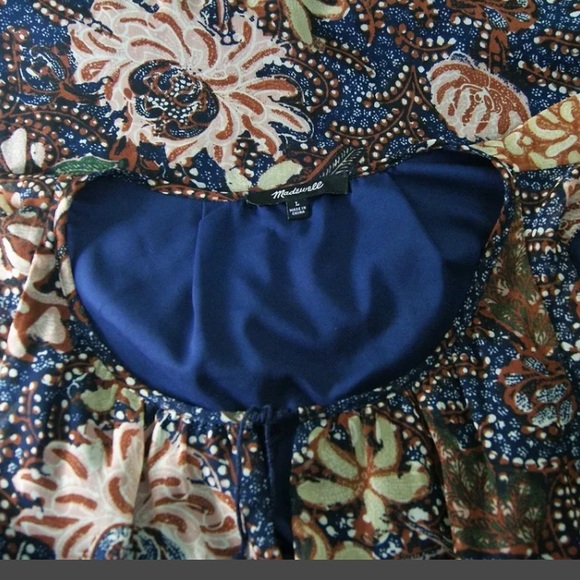 ❌SOLD❌Madewell Floral Lily Ruffle Chiffon Dress L - Picture 6 of 8